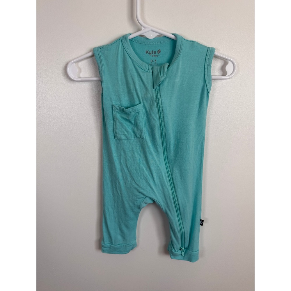 Kyte Baby Sleeveless Romper Aqua Teal Bamboo Zipper 0-3 Months